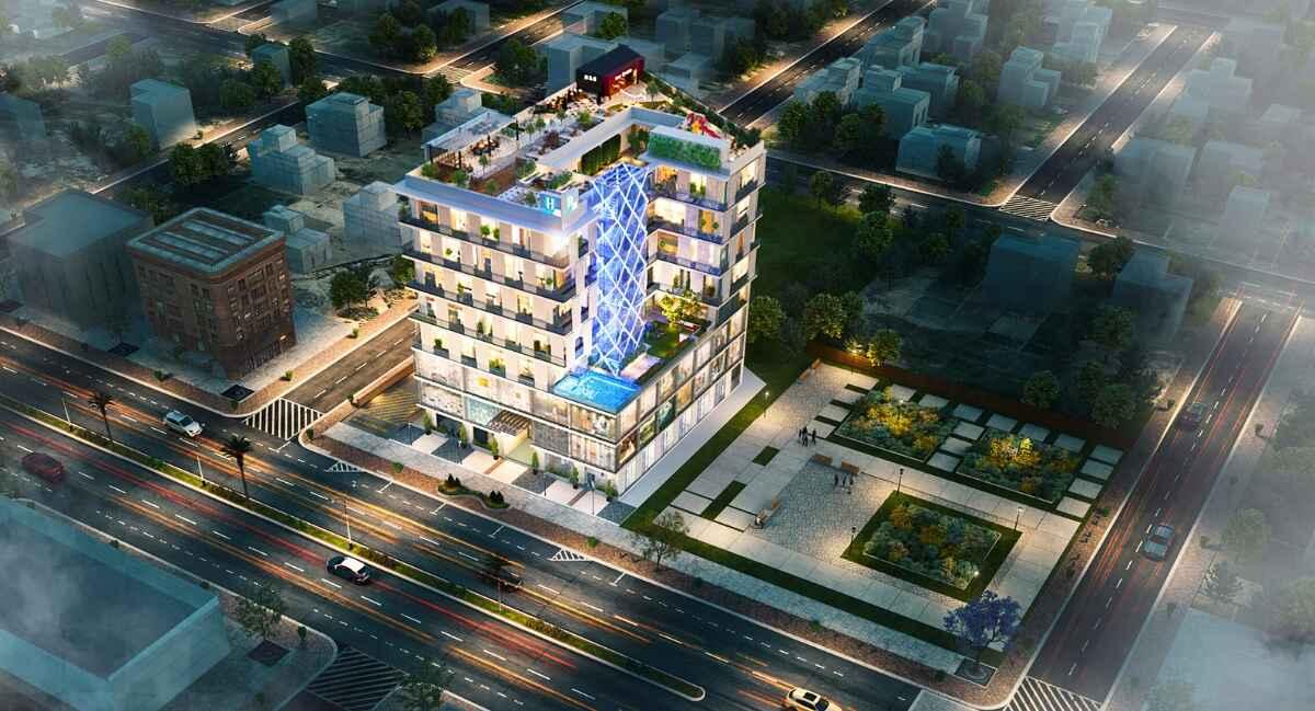 Health Hub by H&S Properties Night Time Aerial View